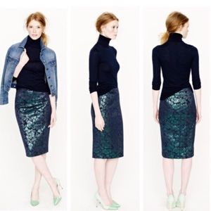 Jcrew pencil skirt in metallic floral